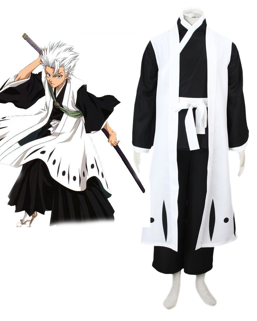 Bleach Gotei Thirteen Toshiro Hitsugaya Captain of the 10th Division Soul Reaper Kimono Cosplay Costumes